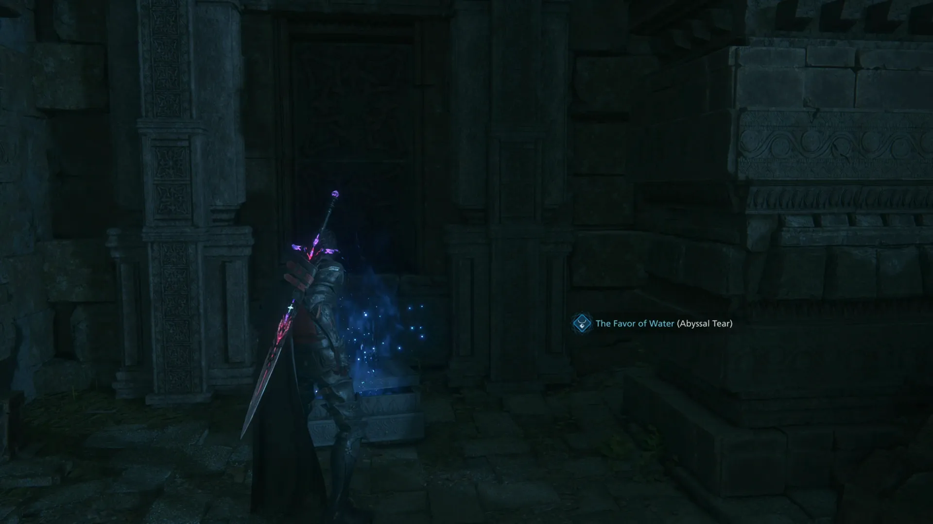 Obtaining the Favor of Water (Abyssal Tear) accessory from a treasure coffer