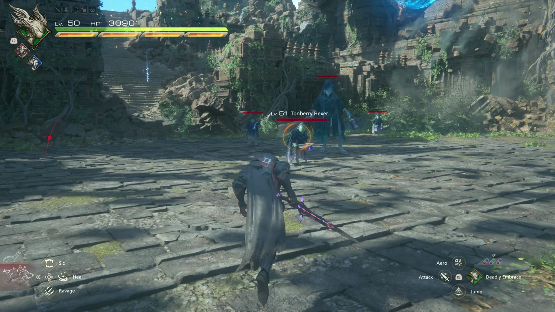 Battle against a Master Tonberry with some Tonberry Hexers