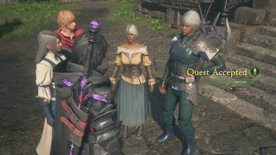 Accepting the Last Licks optional quest from Shula near the Witanhall in Haven