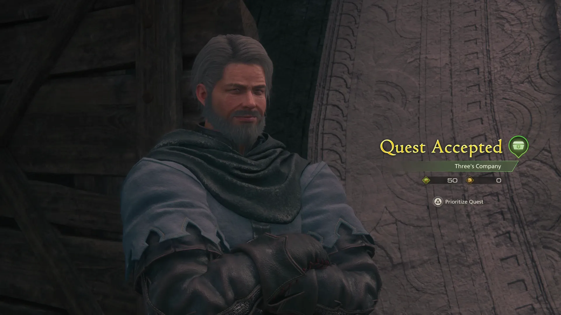 Accepting the Three’s Company Optional Quest from Lord Byron