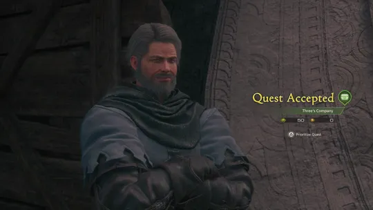 Accepting the Three’s Company Optional Quest from Lord Byron in the Hideaway