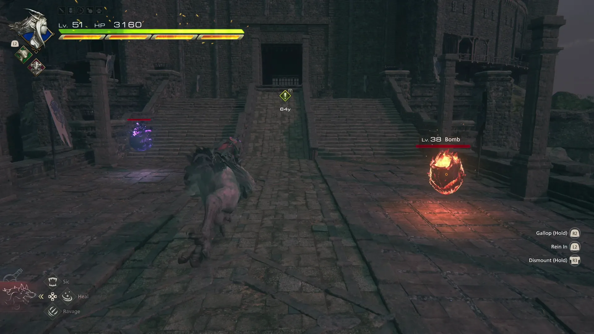 Riding Chocobo past the bombs on the bridge leading to Balmung Dark