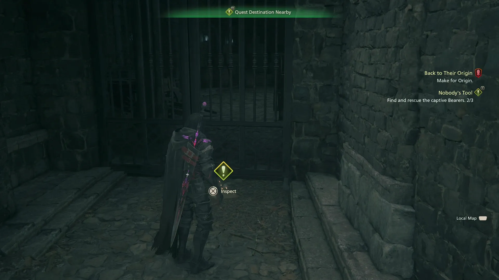 Inspecting the last quest objective on the ground