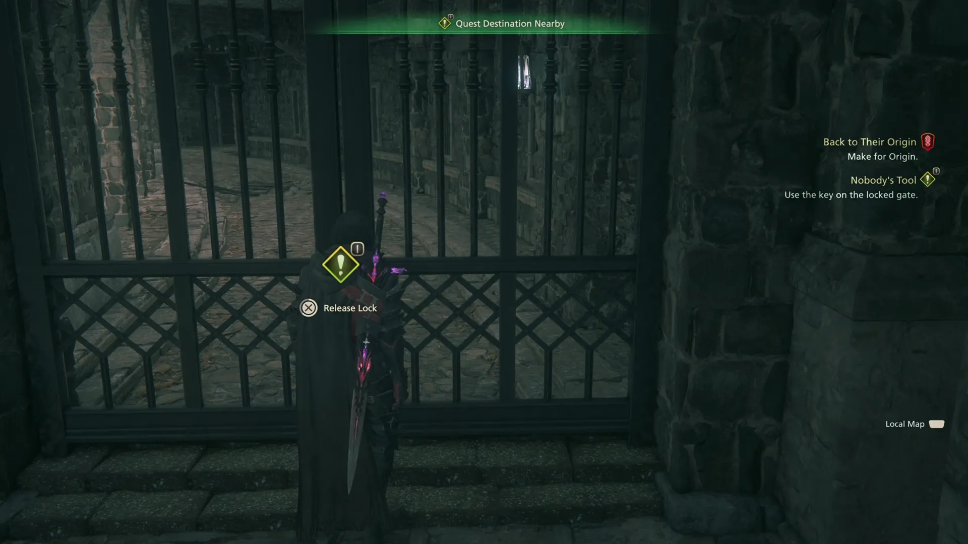 Opening the previously locked gates on the main floor of Balmung Dark