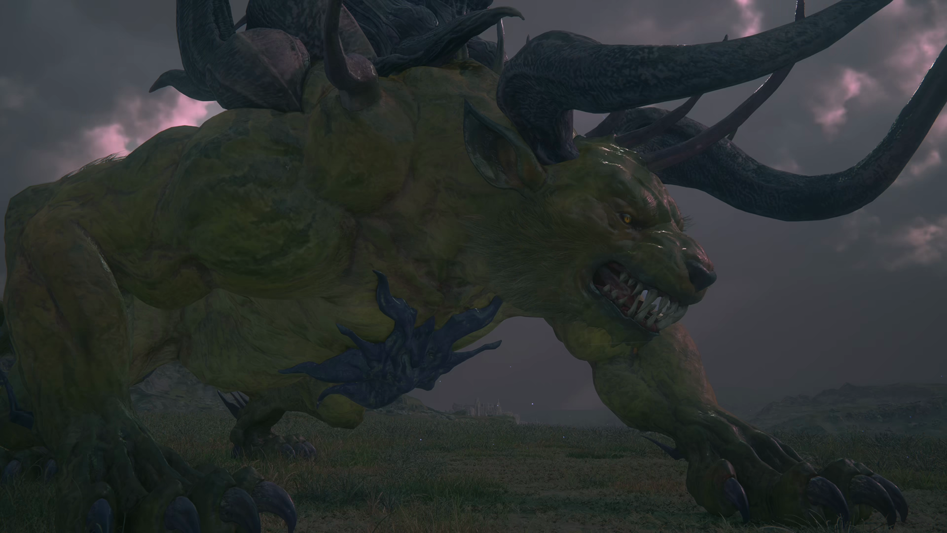 Close-up of Behemoth King at the start of the Notorious Mark battle in Waloed