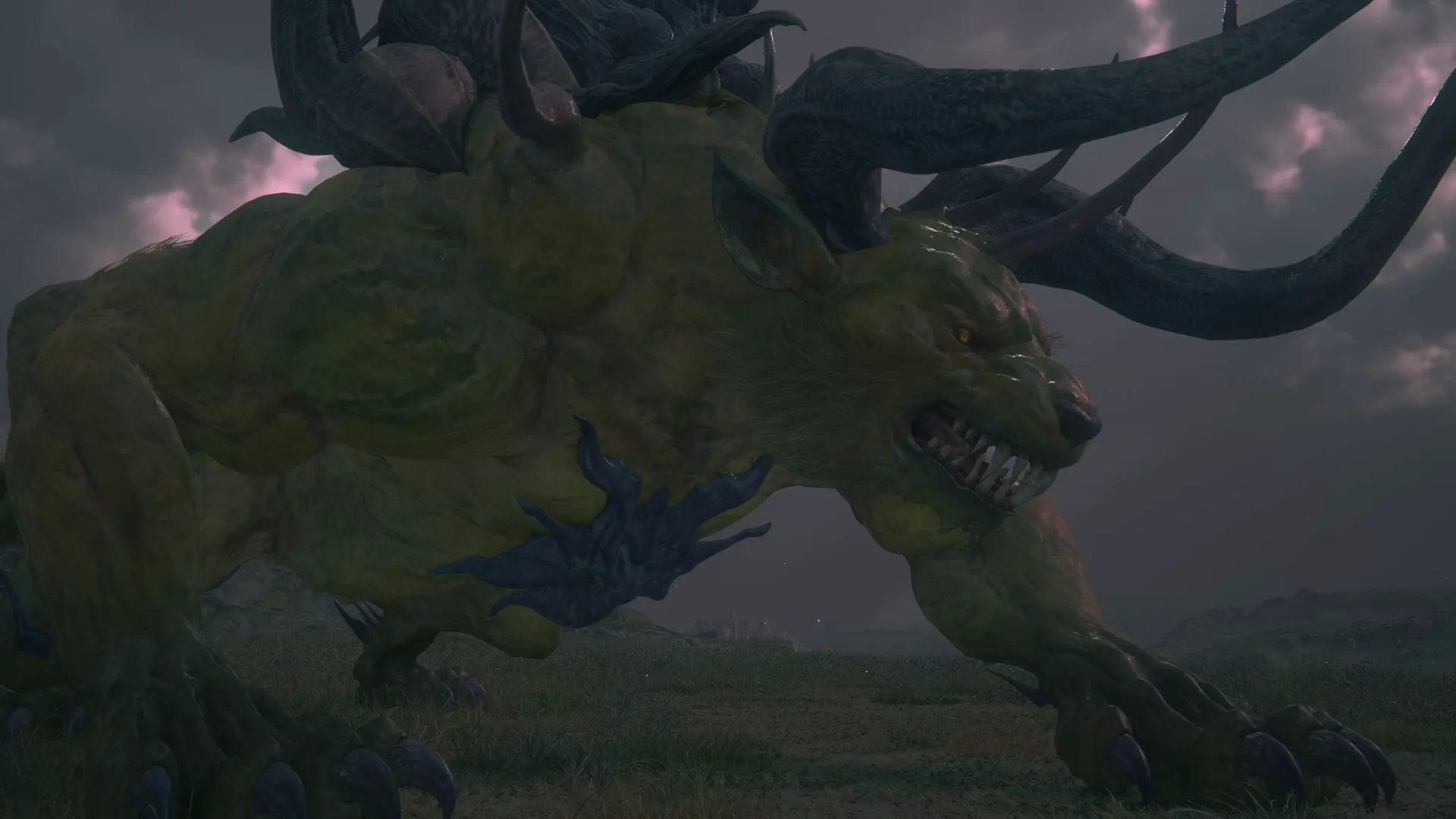 Close-up of Behemoth King at the start of the Notorious Mark battle in Waloed