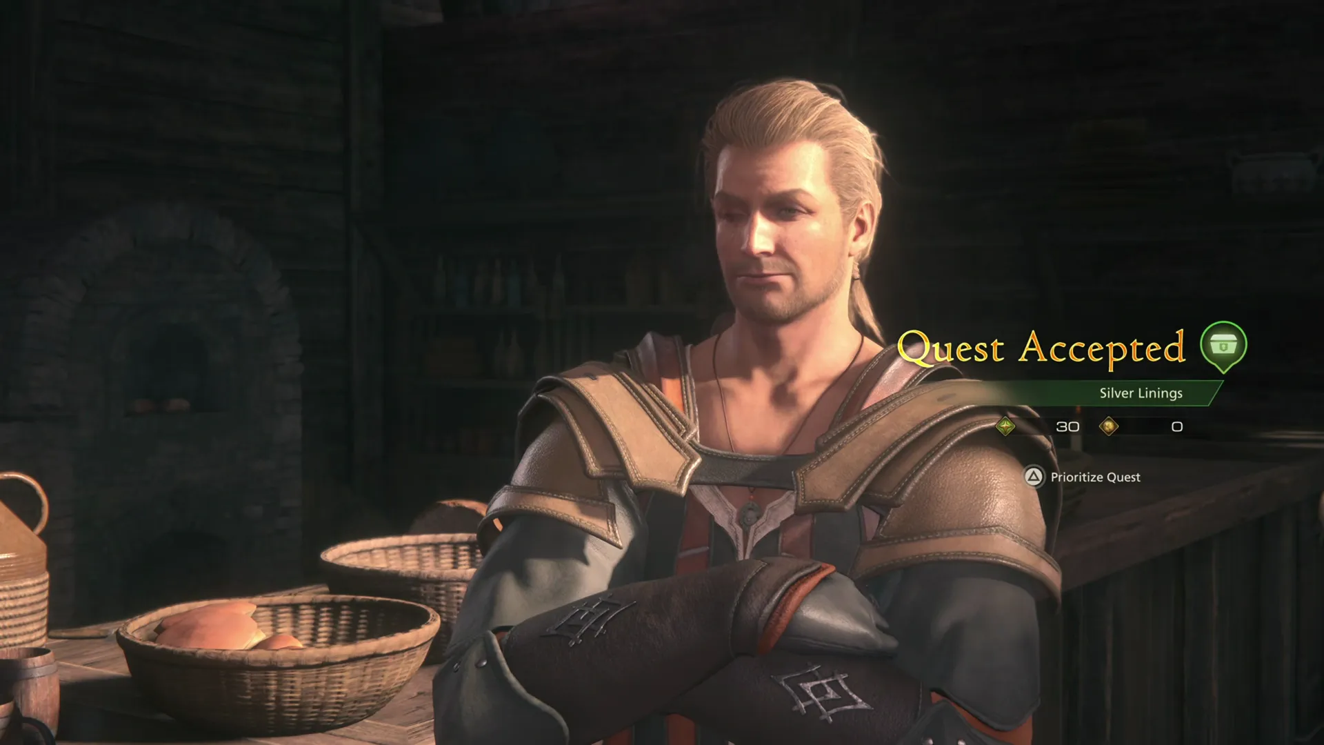 Accepting the Silver Linings Optional Quest from Gav in the Ale Hall