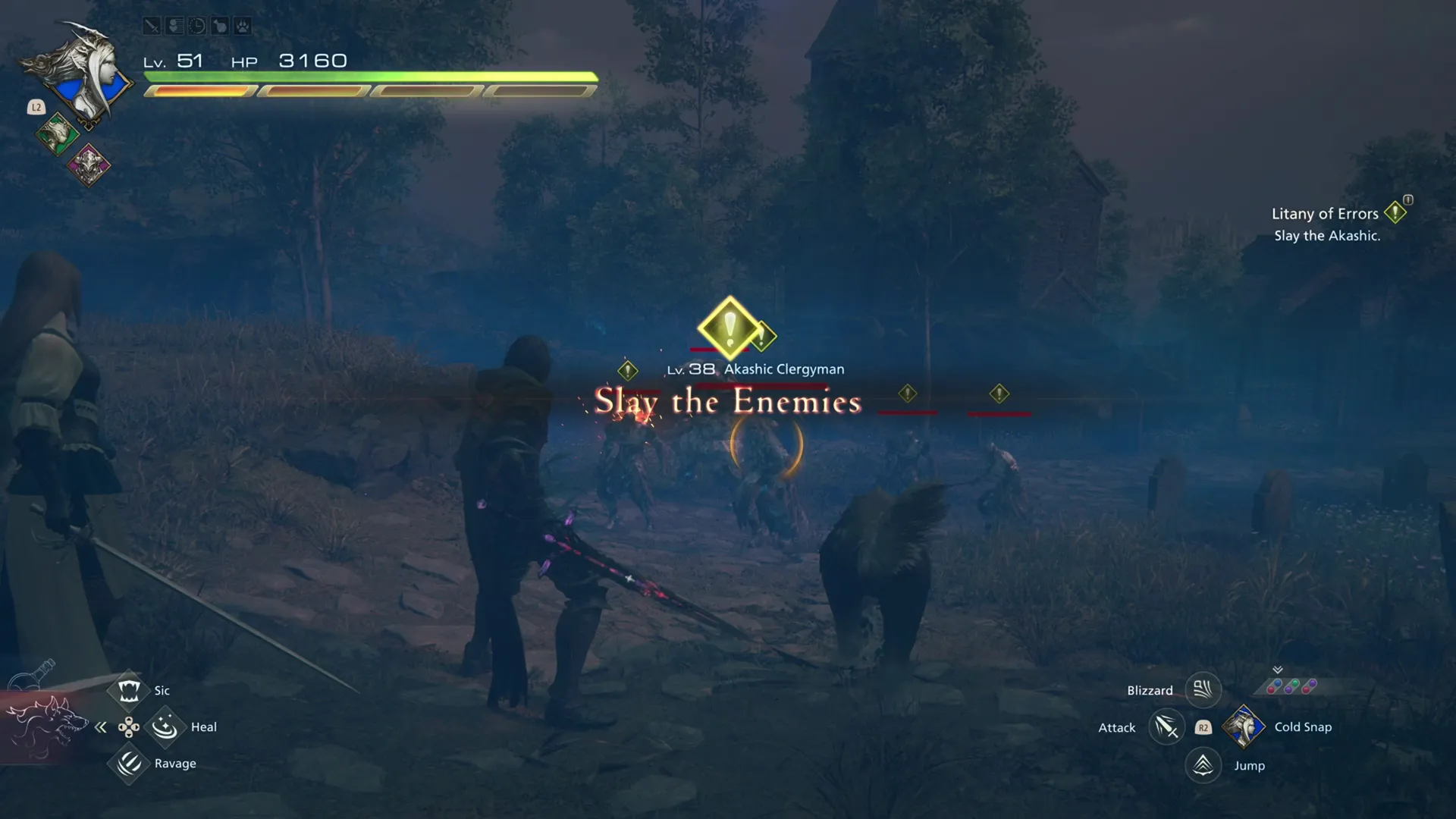 Slaying the Akashic enemies in the graveyard of the town