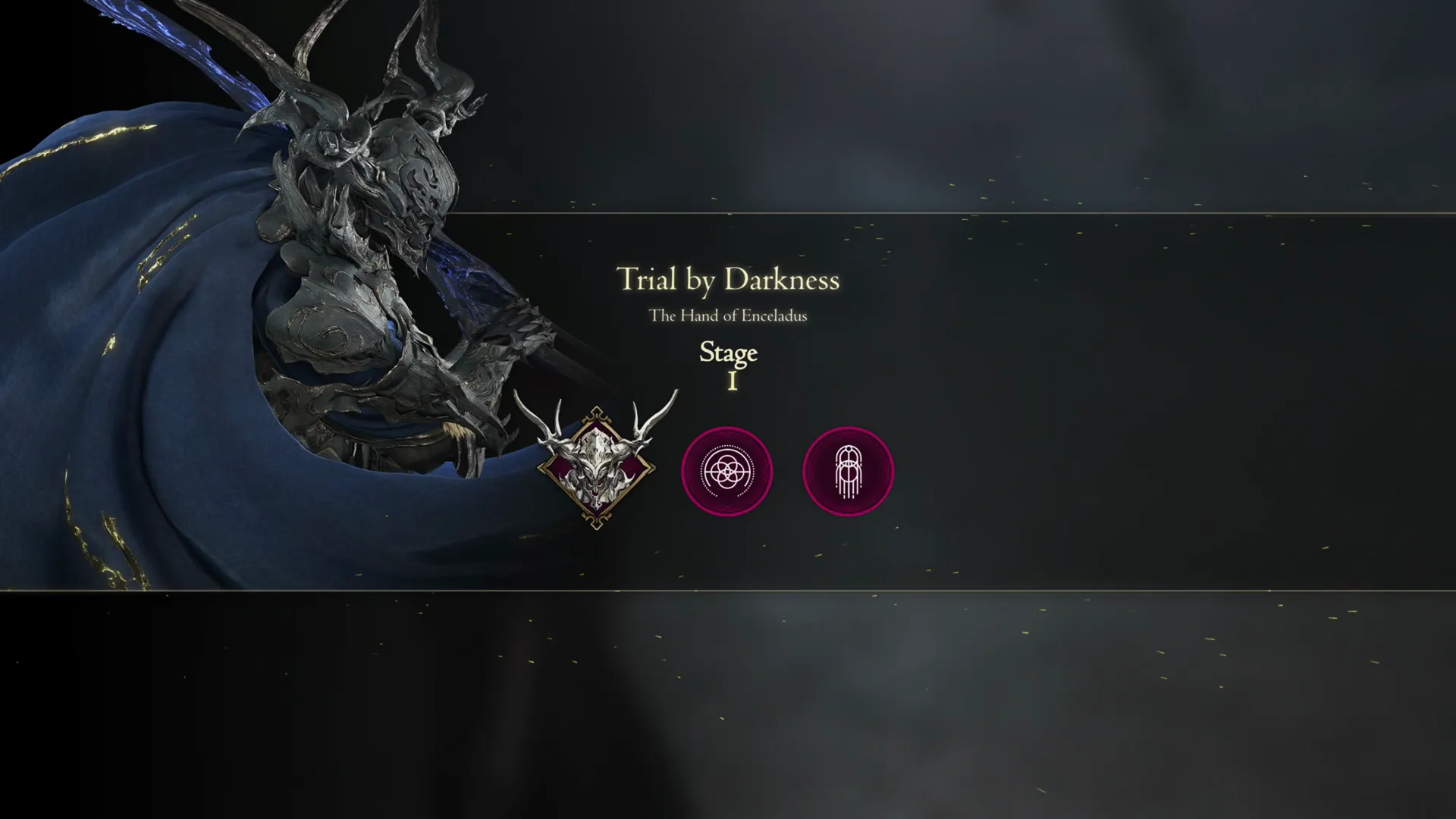 Initiation screen for Stage 1 of the Trial by Darkness