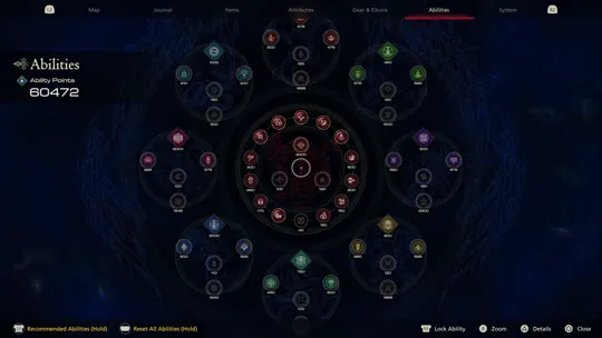 Overview of all Eikonic Abilities in the menu