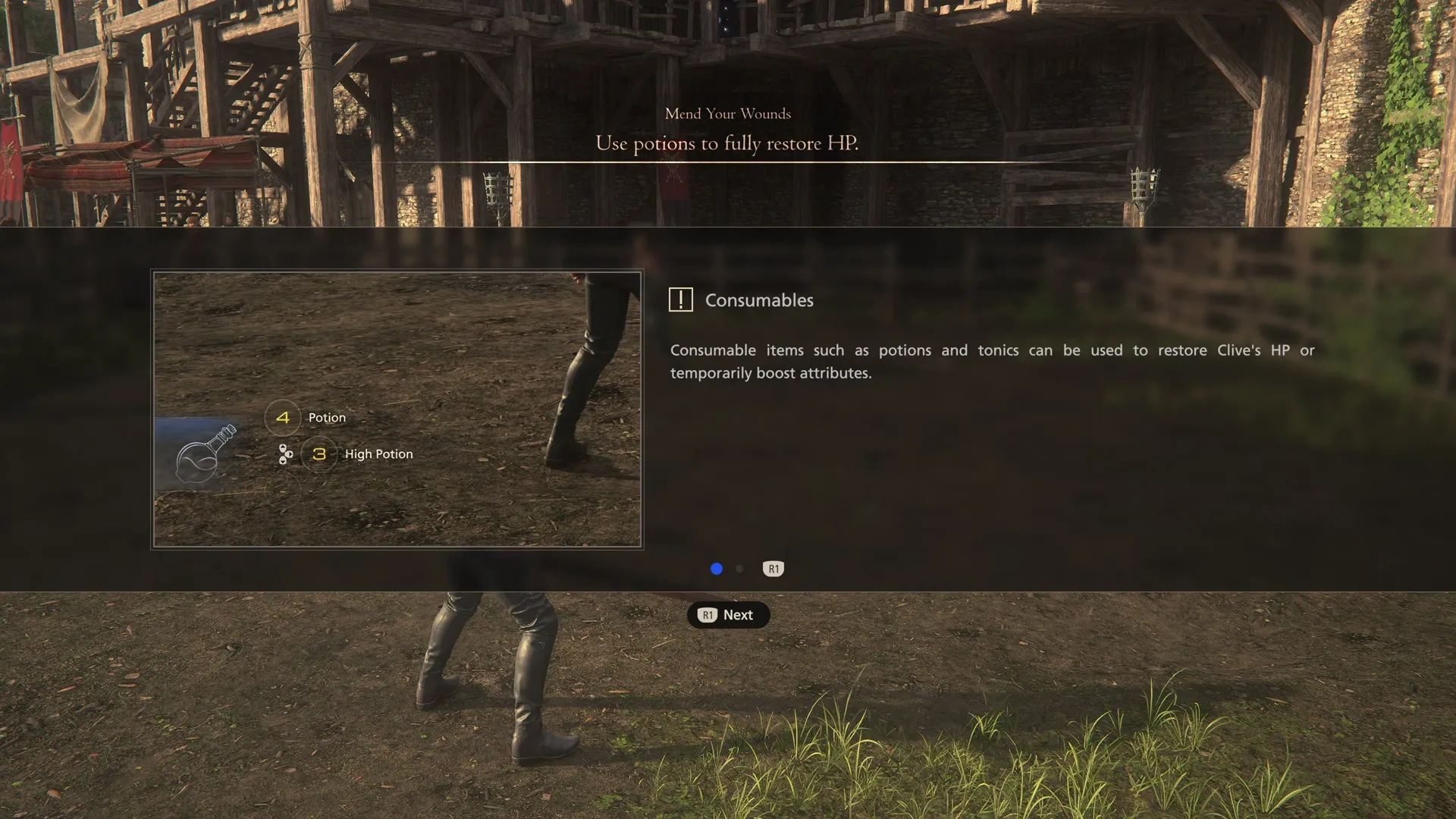 Tutorial message during the training session in the prologue explaining how consumables work