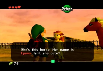 Speaking to Malon in the center of Lon Lon Ranch about Epona
