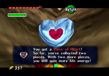 The Heart Piece on the top of Dodongo’s Cavern