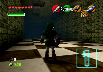 Link in the checkerboard floor room