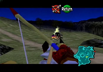 Aiming the Fairy Bow at the Big Poe in the center of the pathway
