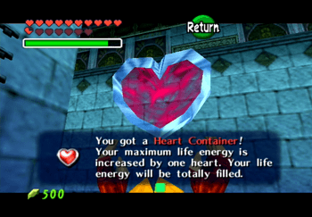 Picking up the Heart Container